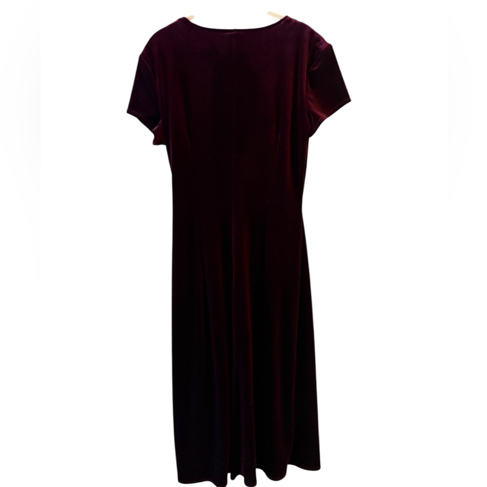 Vintage Robbie Bee Burgundy Velvet  Surplice Rockabilly Grunge Dress Size 10 - Picture 3 of 12
